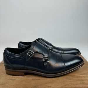 Mens Stacy Adams Bayne Slip On Leather Black Shoes Dress Shoes‎ Size 11.5 D EUC